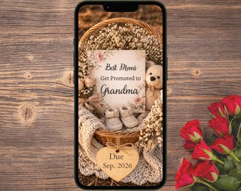 Pregnancy Announcement Grandma Reveal Mothers Day Surprise Baby Due September Editable Canva Template Instagram Mobile Digital Download