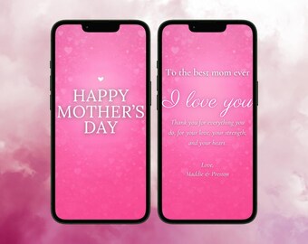 Mother Day Card Canva Template Editable Pink Heart Design Instant Download Mobile Instagram Animated Digital Gift Mom Love