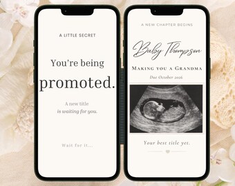 Editable Pregnancy Announcement Template Grandparent Reveal Mobile Invite Canva Video Story Instagram Baby Promotion Grandma Animated