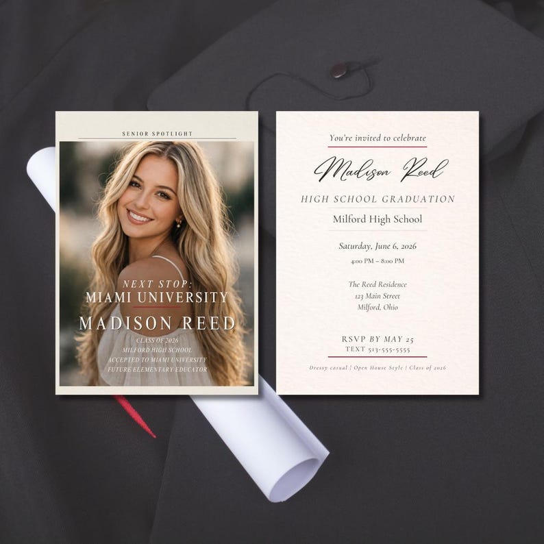 Editable Graduation Invitation Template Senior Announcement Photo ...