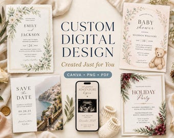 Custom Digital Design Service Editable Canva Template Personalized Invitation Flyer Price List Social Media Graphic PNG PDF