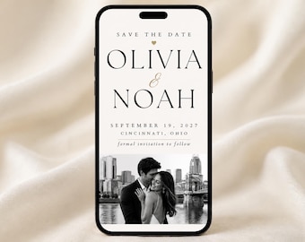 Save the Date Template Digital Editable Canva Mobile Wedding Announcement Photo Save the Date Text Message Invitation Instant Download