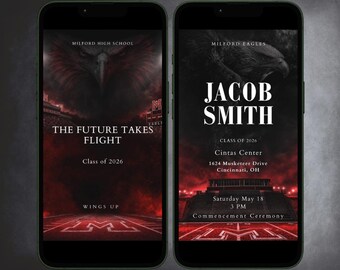 Milford Ohio Graduation Invite Animated Eagle Stadium Announcement Class 2026 Senior Ceremony Editable Template Digital Download High School