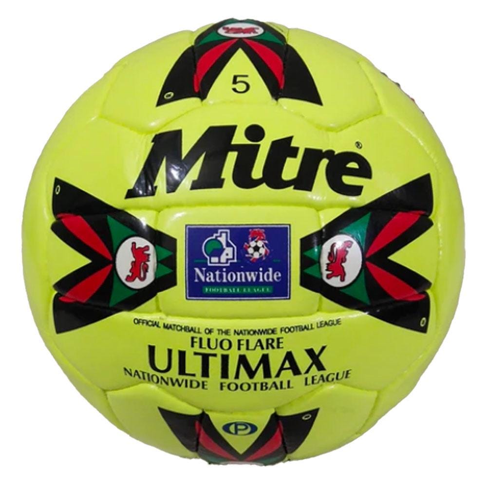 Ballon De Football Mitre Ultimax - Taille 5 - Modèle 1998-2000 - Jaune - Neuf Sous Emballage (Stock UK)