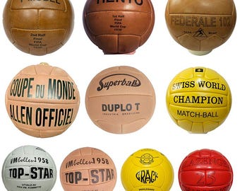 Pallone da calcio in pelle stile vintage, fatto a mano, collezione retrò, taglia 5, palloni da allenamento classici