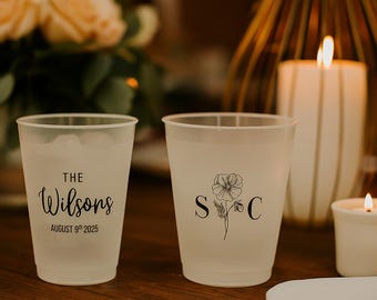 Custom Frosted Plastic Wedding Cups: Personalized Party Favors