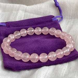 Strawberry quartz bracelet, 8mm Handmade strawberry quartz bracelet, Gemstone bracelet