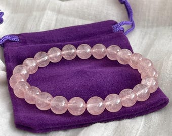 Handgemachtes Erdbeerquarz Armband: 8 mm Edelstein Heilstein Schmuck
