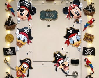 Personalized   Cruise Door Peeker Magnets, Mickey Minnie Donald Daisy Goofy Pluto Pirate Peeker Magnet Set, Cruise Stateroom Door Decor