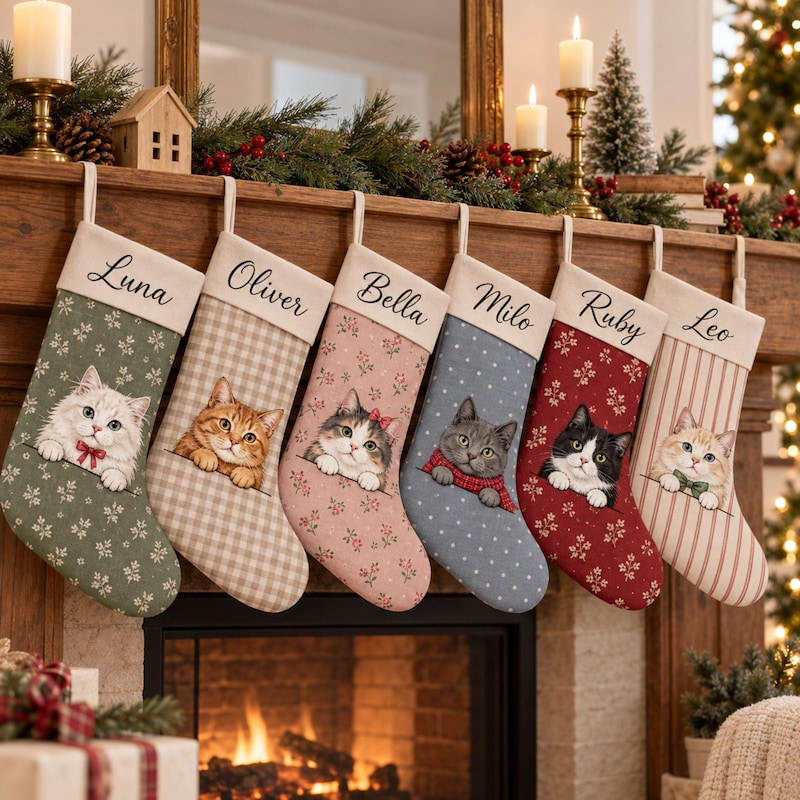 Cat Stocking With Names - Etsy