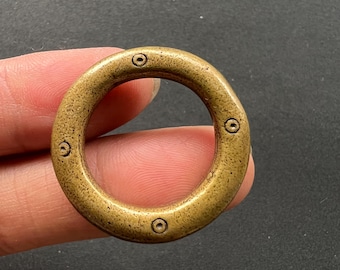Vintage Gelb Lima Kupfer Rosenkranz Ring, tibetisch-buddhistischer Mala Counter-Clip, handgravierter Schutzanhänger