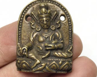 Tibetan Buddhist Jambhala Pendant, Hand-Carved Li Ma Copper Wealth Amulet