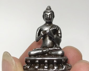 Vintage Tibetan Iron Buddha Statue, Hand Carved Amulet, Spiritual Protection Charm