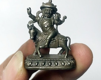 Estátua tibetana vintage Palden Lhamo, amuleto budista Li Ma de cobre branco, talismã de proteção do Himalaia.