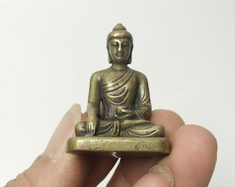 Mini Shakyamuni Buddha-staty i mässing, tibetansk buddhistisk amulett, dekoration för meditationsaltare