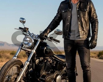 Kurtka skórzana wyścigowa Vintage Biker Cowboy Jacket, ręcznie robiona kurtka męska