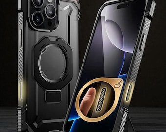 Funda magnética resistente para iPhone 16 Pro Max: botón de cámara y soporte