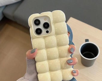 3D Lattice iPhone Case: Glossy Cartoon Silicone, Shockproof Cover