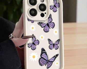 Funda FloraWing Butterfly: funda artística de silicona morada a prueba de golpes para iPhone