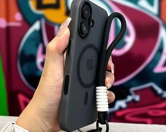 Two-Tone Candy iPhone Case with Lanyard - Magnetic-Safe Silicone Cover