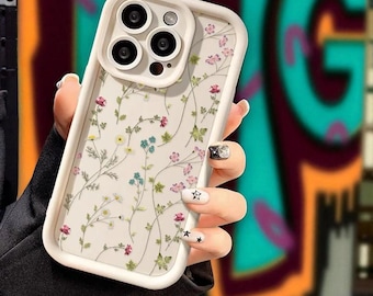 Floral iPhone Case: Soft Silicone Candy Color Shockproof Cover