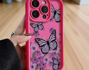 AmethystFlutter Butterfly Case – Elegant Purple Shockproof Silicone iPhone Cover