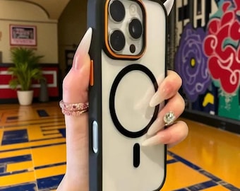 Funda magnética transparente para iPhone: parachoques de color a prueba de golpes - iPhone 11 a 16 Pro Max