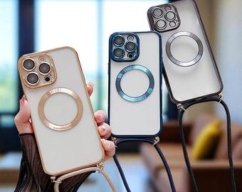 Clear iPhone Case with Lanyard: Magnetic-Safe Crossbody Cover