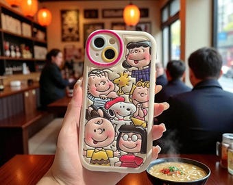 Snoopy & Friends iPhone Case: 3D Embossed PU Leather Protective Cover