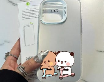 Funda para iPhone DUDU BUBU: Carcasa plateada antigolpes con dibujos animados