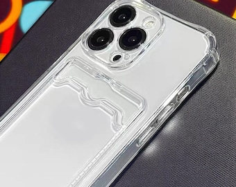 Clear Shockproof iPhone Wallet Case: Silicone Card Holder, GlideHold Design