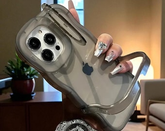 FlexiView Clear Stand Case – Shockproof TPU iPhone Cover with 3D Foldable Kickstand