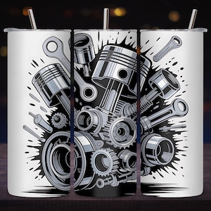 Mechanic Tumbler Wrap  | 20oz Laser Engraving Rotary Full Wrap | Custom Name Mechanic Design | Father&#39;s Day Tumbler Gift | Instant Download