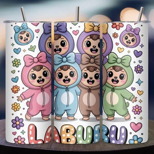 Funny Pink Cartoon Character Tumbler Wrap PNG, 20oz Skinny Tumbler Sublimation Design, Cute Doll PNG, Trending Digital Download