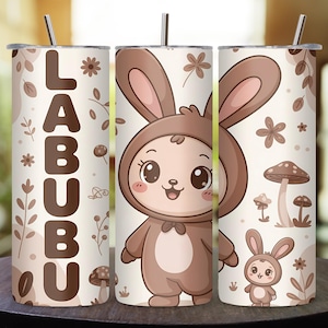 Labubu Monster Doll Tumbler Wrap PNG Bundle, 20oz Straight & Tapered Skinny Wraps, Cute Cartoon Character PNG, Digital Download