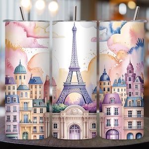 Paris Eiffel Tower Wall Art Print | Watercolor French Cityscape Decor | Pastel Paris Poster | Digital Download | Travel Art