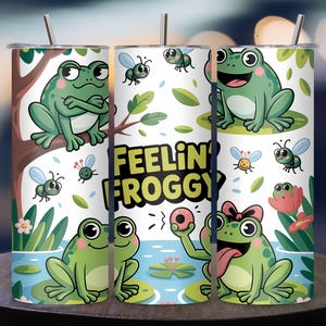 Divertente rana da 40 once Tumbler Wrap PNG JPG / Sarcastic Froggy Sublimazione e DTF Design / Clipart Tumbler Download digitale