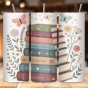 Book Lover Tumbler Wrap PNG | 20oz Bookish Skinny Tumbler Sublimation | Reading Aesthetic Cup Design | Instant Digital Download