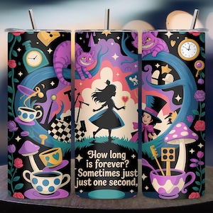Embalagem para Copo Wonderland PNG | Design de Sublimação Alice de 20 oz | Copo Glow Gótico de Fantasia Sombria | Download Digital