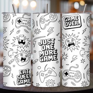 Gamer 40oz Tumbler Wrap SVG | Seamless Laser Engraving File for Rotary | Gaming Cup Design for Cricut Glowforge Craft Projects