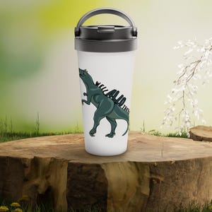 Well Allo There Travel Mug – 15oz Stainless Steel Allosaurus Design