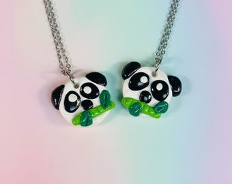 Hope the Friendly Panda Necklace – Handmade Kawaii Polymer Clay Pendant on Stainless Steel Chain