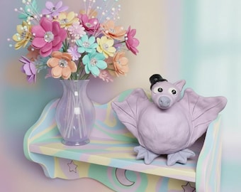 Limited Edition Fine Art Miniature Ceramic Bat Figurine: Theodore the Fancy Bat