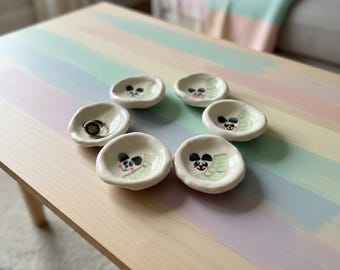 Handmade Ceramic Happy Panda Ring or Trinket Dish