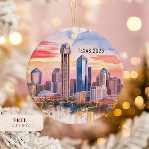 Texas Ornament, Texas Skyline Ornament, Texas Christmas Ornament, Texas Gift, Texas Decor, Unique Christmas Ornament, Stocking Stuffer