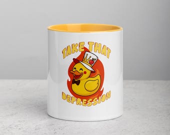 Hazbin Hotel Mug, Take That Depression | Funny Alastor Lucy Quote, Anime Gift