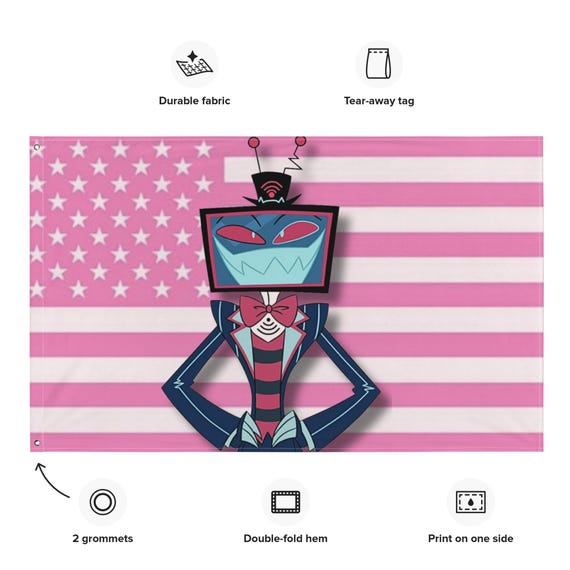 Vox Hazbin Hotel Flag | Pink Pastel American Flag Wall Decor - Etsy