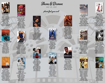 Movie Theme Wedding Seating Chart Poster: DIY Printable