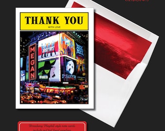 Custom Broadway Thank You note cards with your name in lights on marquee