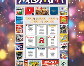 Custom Board Game Seating Chart: Monopoly, Scrabble, Yahtzee